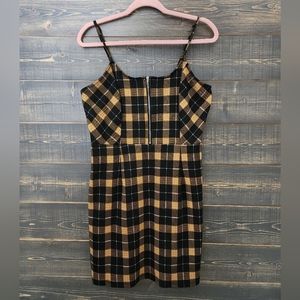 Yellow Plaid Bodycon Dress Size L